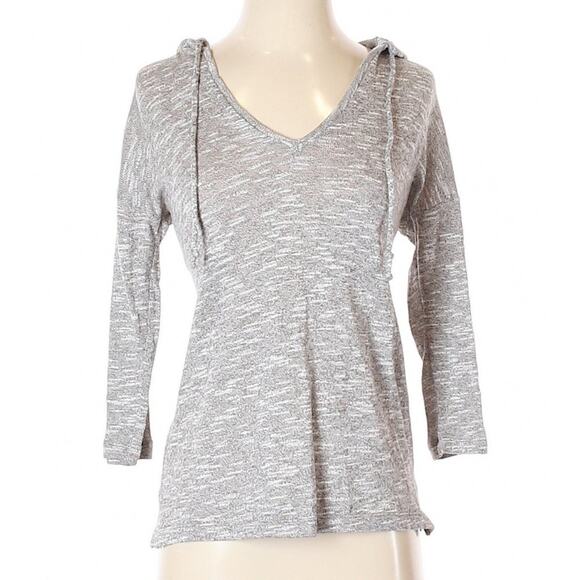 Old Navy marled space dyed drawstring vneck knit hoodie sweater - Picture 1 of 5